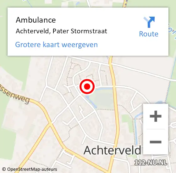 Locatie op kaart van de 112 melding: Ambulance Achterveld, Pater Stormstraat op 23 oktober 2014 11:53