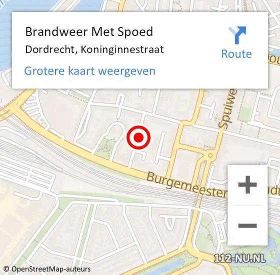 Locatie op kaart van de 112 melding: Brandweer Met Spoed Naar Dordrecht, Koninginnestraat op 14 oktober 2024 09:48