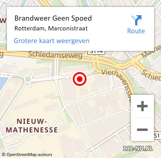 Locatie op kaart van de 112 melding: Brandweer Geen Spoed Naar Rotterdam, Marconistraat op 14 oktober 2024 10:02