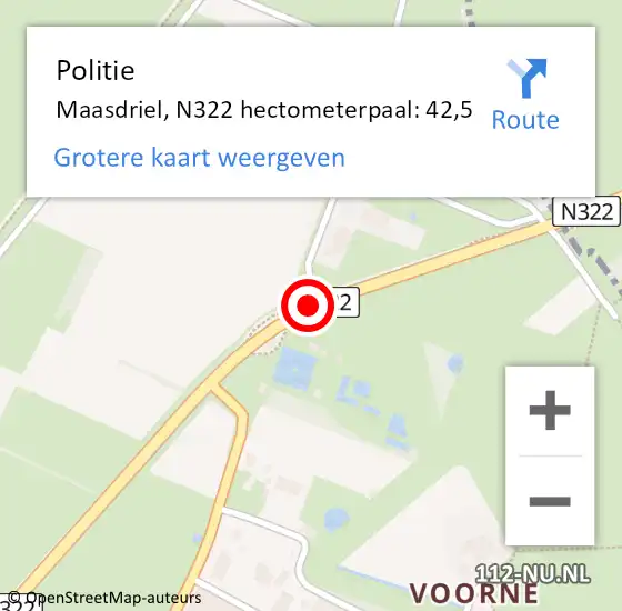 Locatie op kaart van de 112 melding: Politie Maasdriel, N322 hectometerpaal: 42,5 op 14 oktober 2024 10:06