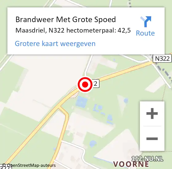 Locatie op kaart van de 112 melding: Brandweer Met Grote Spoed Naar Maasdriel, N322 hectometerpaal: 42,5 op 14 oktober 2024 10:07