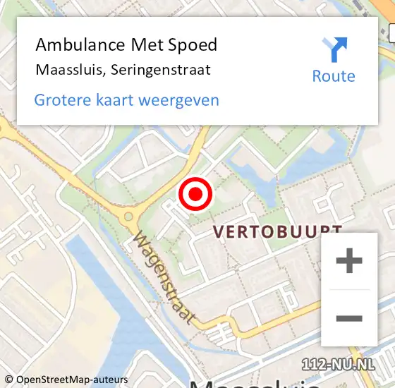 Locatie op kaart van de 112 melding: Ambulance Met Spoed Naar Maassluis, Seringenstraat op 14 oktober 2024 10:16