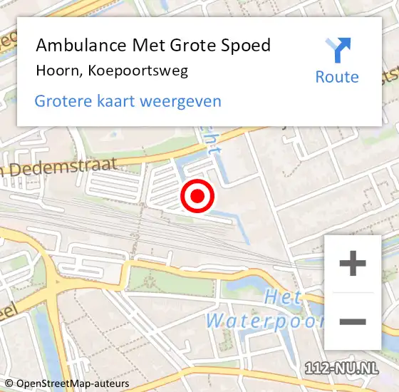 Locatie op kaart van de 112 melding: Ambulance Met Grote Spoed Naar Hoorn, Koepoortsweg op 14 oktober 2024 10:21