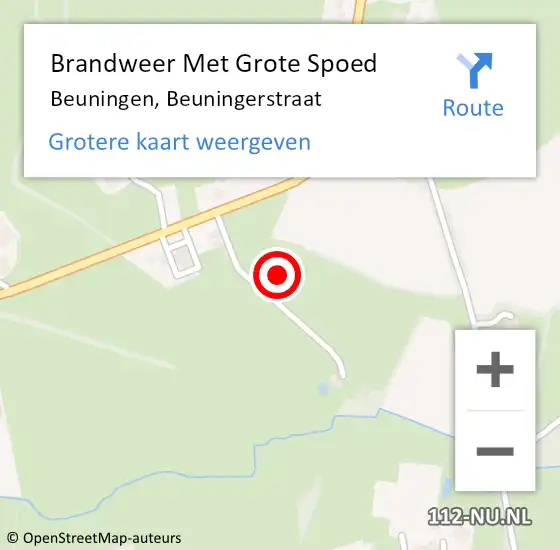 Locatie op kaart van de 112 melding: Brandweer Met Grote Spoed Naar Beuningen, Beuningerstraat op 14 oktober 2024 10:22