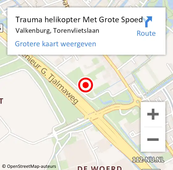 Locatie op kaart van de 112 melding: Trauma helikopter Met Grote Spoed Naar Valkenburg, Torenvlietslaan op 14 oktober 2024 10:22