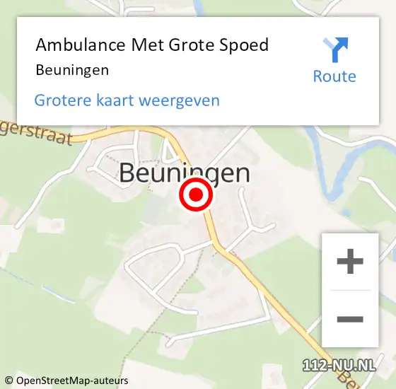 Locatie op kaart van de 112 melding: Ambulance Met Grote Spoed Naar Beuningen op 14 oktober 2024 10:23