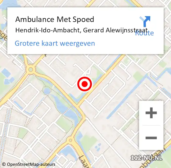 Locatie op kaart van de 112 melding: Ambulance Met Spoed Naar Hendrik-Ido-Ambacht, Gerard Alewijnsstraat op 14 oktober 2024 10:38