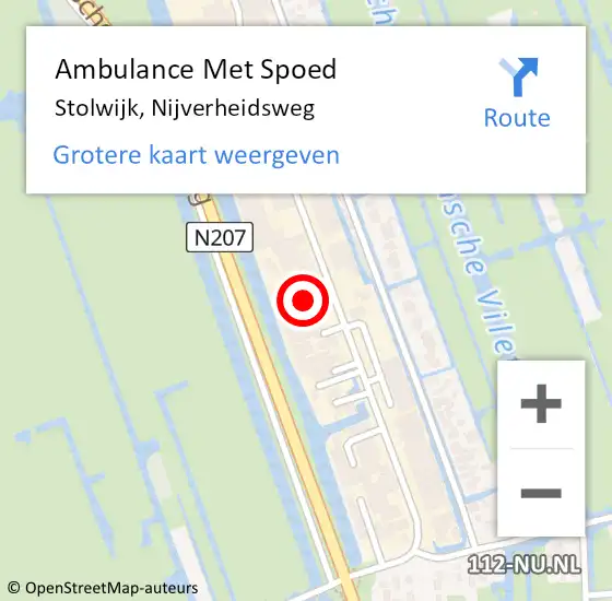 Locatie op kaart van de 112 melding: Ambulance Met Spoed Naar Stolwijk, Nijverheidsweg op 14 oktober 2024 11:07