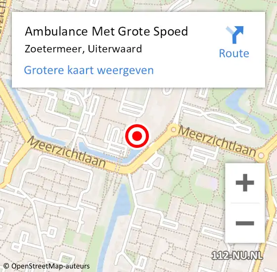 Locatie op kaart van de 112 melding: Ambulance Met Grote Spoed Naar Zoetermeer, Uiterwaard op 14 oktober 2024 11:10