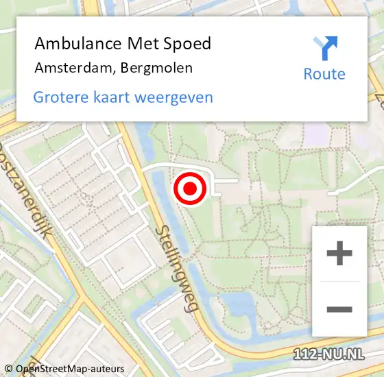 Locatie op kaart van de 112 melding: Ambulance Met Spoed Naar Amsterdam, Bergmolen op 14 oktober 2024 11:14