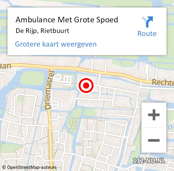 Locatie op kaart van de 112 melding: Ambulance Met Grote Spoed Naar De Rijp, Rietbuurt op 14 oktober 2024 11:31