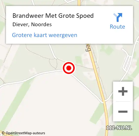 Locatie op kaart van de 112 melding: Brandweer Met Grote Spoed Naar Diever, Noordes op 14 oktober 2024 11:52