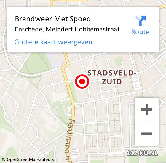 Locatie op kaart van de 112 melding: Brandweer Met Spoed Naar Enschede, Meindert Hobbemastraat op 14 oktober 2024 11:53