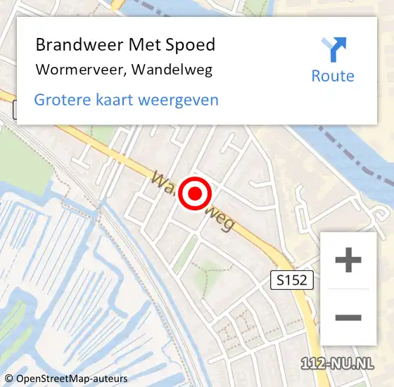 Locatie op kaart van de 112 melding: Brandweer Met Spoed Naar Wormerveer, Wandelweg op 14 oktober 2024 12:17