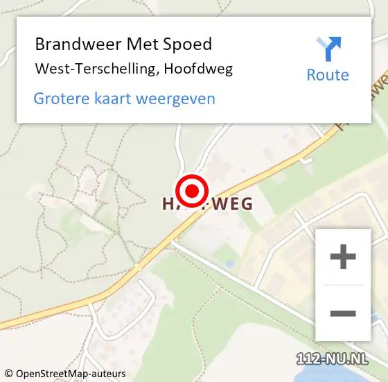 Locatie op kaart van de 112 melding: Brandweer Met Spoed Naar West-Terschelling, Hoofdweg op 14 oktober 2024 12:55