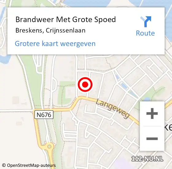 Locatie op kaart van de 112 melding: Brandweer Met Grote Spoed Naar Breskens, Crijnssenlaan op 14 oktober 2024 12:57