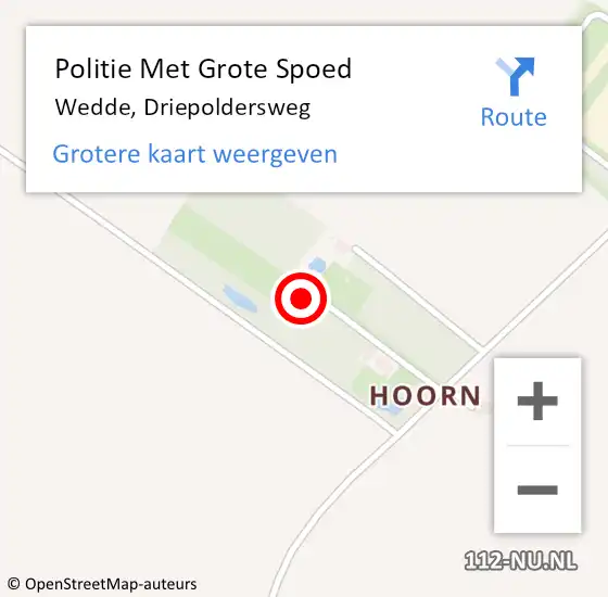 Locatie op kaart van de 112 melding: Politie Met Grote Spoed Naar Wedde, Driepoldersweg op 14 oktober 2024 13:00