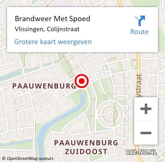 Locatie op kaart van de 112 melding: Brandweer Met Spoed Naar Vlissingen, Colijnstraat op 14 oktober 2024 13:09