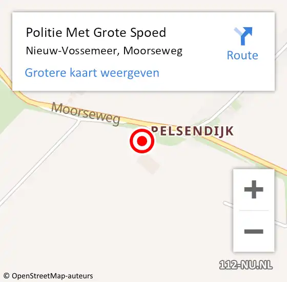 Locatie op kaart van de 112 melding: Politie Met Grote Spoed Naar Nieuw-Vossemeer, Moorseweg op 14 oktober 2024 13:16