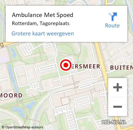 Locatie op kaart van de 112 melding: Ambulance Met Spoed Naar Rotterdam, Tagoreplaats op 14 oktober 2024 13:23