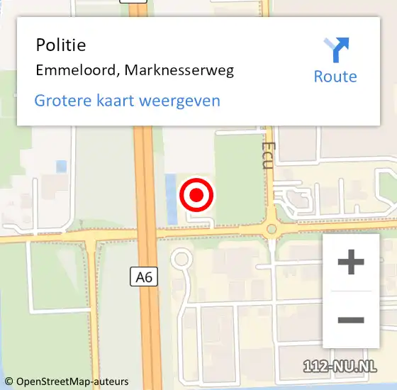 Locatie op kaart van de 112 melding: Politie Emmeloord, Marknesserweg op 14 oktober 2024 13:33