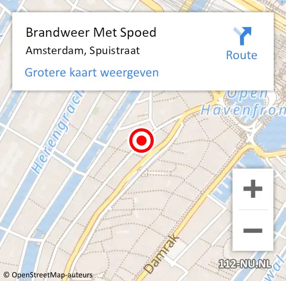 Locatie op kaart van de 112 melding: Brandweer Met Spoed Naar Amsterdam, Spuistraat op 14 oktober 2024 13:35