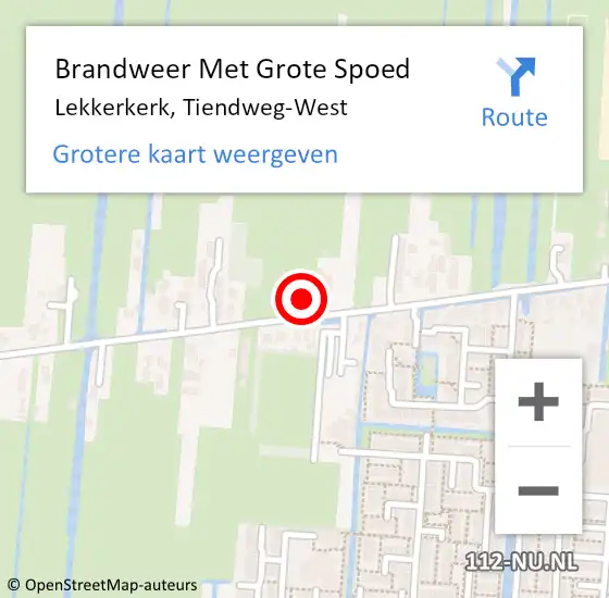 Locatie op kaart van de 112 melding: Brandweer Met Grote Spoed Naar Lekkerkerk, Tiendweg-West op 14 oktober 2024 13:45