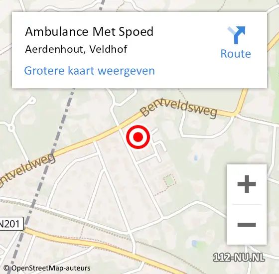 Locatie op kaart van de 112 melding: Ambulance Met Spoed Naar Aerdenhout, Veldhof op 14 oktober 2024 13:53