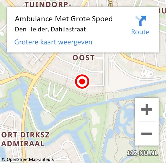 Locatie op kaart van de 112 melding: Ambulance Met Grote Spoed Naar Den Helder, Dahliastraat op 14 oktober 2024 13:56