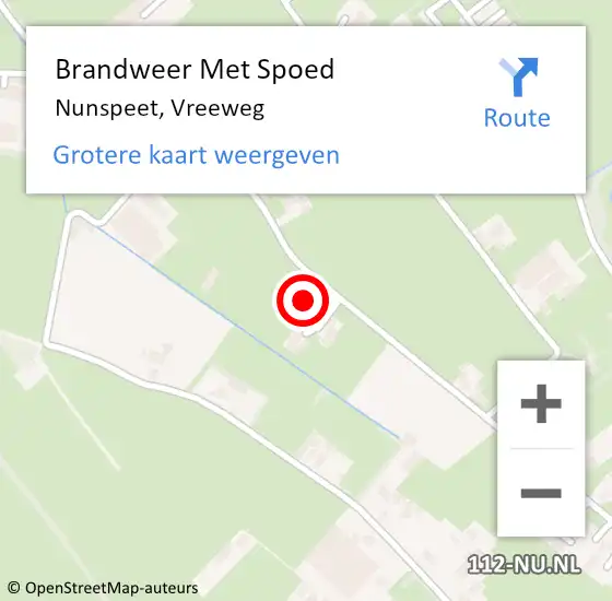 Locatie op kaart van de 112 melding: Brandweer Met Spoed Naar Nunspeet, Vreeweg op 14 oktober 2024 13:59