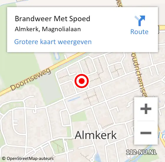 Locatie op kaart van de 112 melding: Brandweer Met Spoed Naar Almkerk, Magnolialaan op 14 oktober 2024 14:15