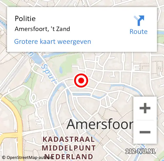 Locatie op kaart van de 112 melding: Politie Amersfoort, 't Zand op 14 oktober 2024 14:22