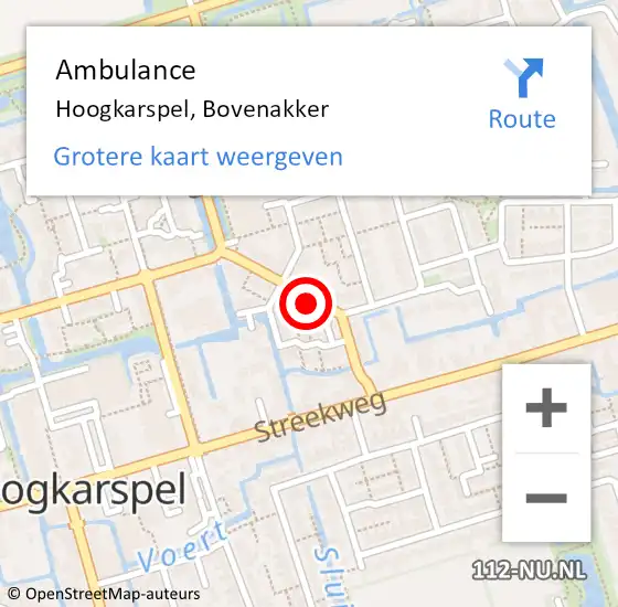 Locatie op kaart van de 112 melding: Ambulance Hoogkarspel, Bovenakker op 14 oktober 2024 14:23