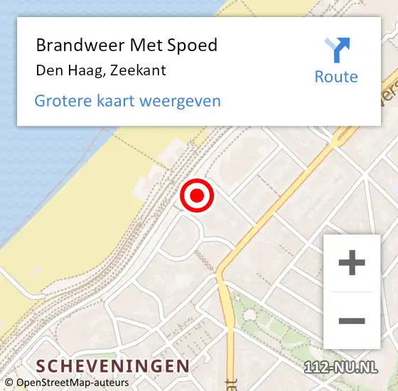 Locatie op kaart van de 112 melding: Brandweer Met Spoed Naar Den Haag, Zeekant op 14 oktober 2024 14:33