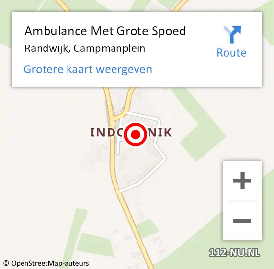 Locatie op kaart van de 112 melding: Ambulance Met Grote Spoed Naar Randwijk, Campmanplein op 23 oktober 2014 12:24