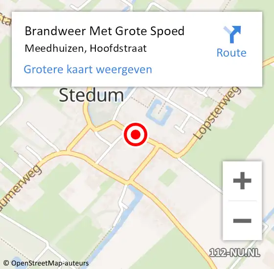 Locatie op kaart van de 112 melding: Brandweer Met Grote Spoed Naar Meedhuizen, Hoofdstraat op 14 oktober 2024 14:45