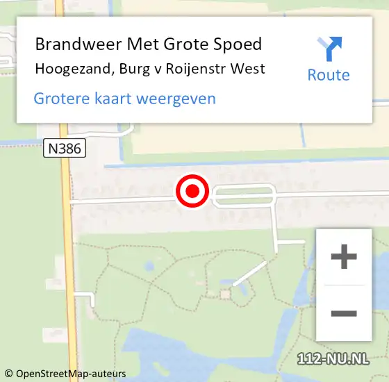 Locatie op kaart van de 112 melding: Brandweer Met Grote Spoed Naar Hoogezand, Burg v Roijenstr West op 14 oktober 2024 14:53