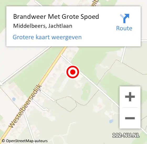 Locatie op kaart van de 112 melding: Brandweer Met Grote Spoed Naar Middelbeers, Jachtlaan op 14 oktober 2024 14:58