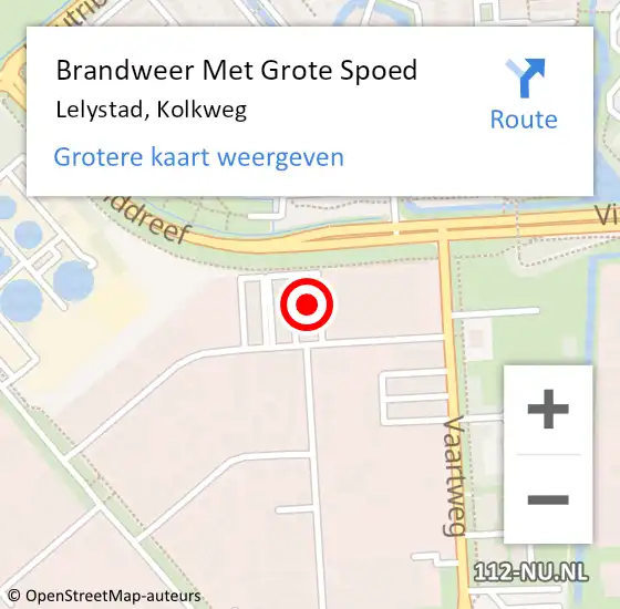 Locatie op kaart van de 112 melding: Brandweer Met Grote Spoed Naar Lelystad, Kolkweg op 14 oktober 2024 15:03