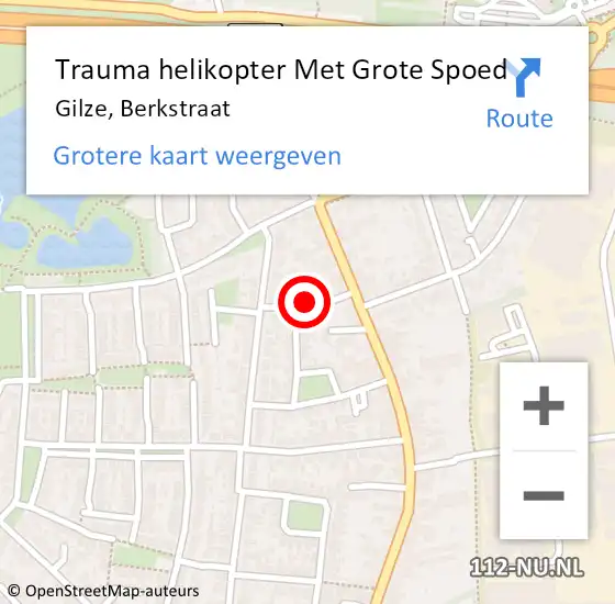 Locatie op kaart van de 112 melding: Trauma helikopter Met Grote Spoed Naar Gilze, Berkstraat op 14 oktober 2024 15:05