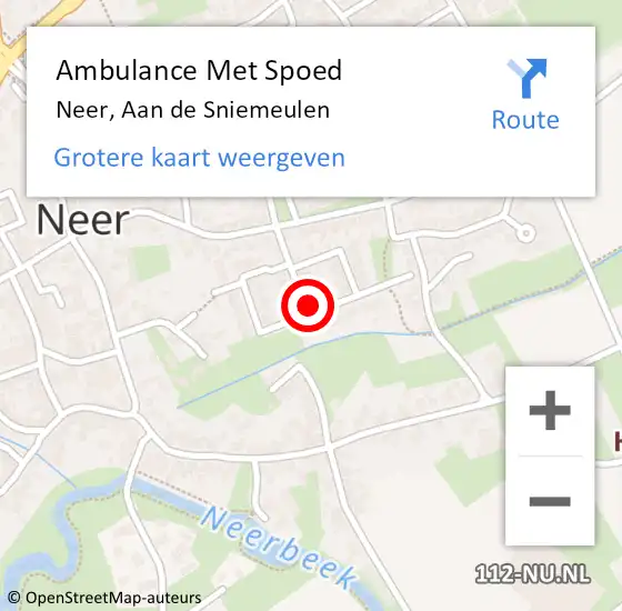 Locatie op kaart van de 112 melding: Ambulance Met Spoed Naar Neer, Aan de Sniemeulen op 23 oktober 2014 12:26