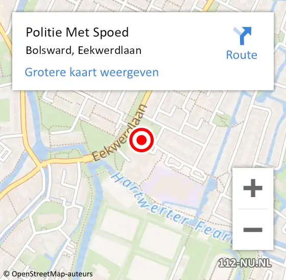 Locatie op kaart van de 112 melding: Politie Met Spoed Naar Bolsward, Eekwerdlaan op 14 oktober 2024 15:37