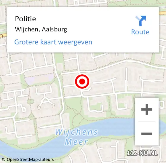 Locatie op kaart van de 112 melding: Politie Wijchen, Aalsburg op 14 oktober 2024 15:39