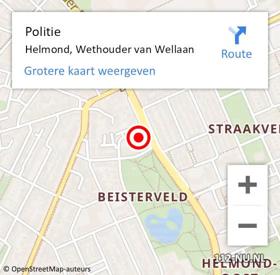 Locatie op kaart van de 112 melding: Politie Helmond, Wethouder van Wellaan op 14 oktober 2024 15:39