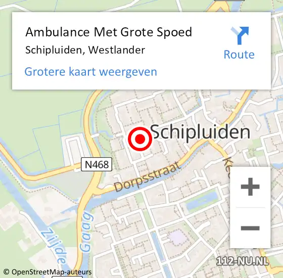 Locatie op kaart van de 112 melding: Ambulance Met Grote Spoed Naar Schipluiden, Westlander op 18 oktober 2013 14:13