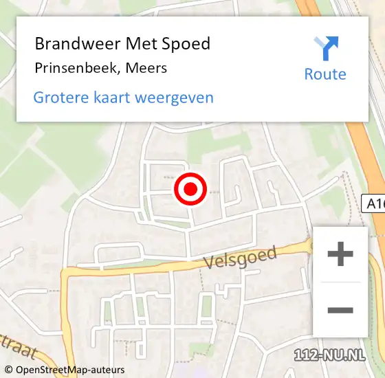 Locatie op kaart van de 112 melding: Brandweer Met Spoed Naar Prinsenbeek, Meers op 14 oktober 2024 15:53