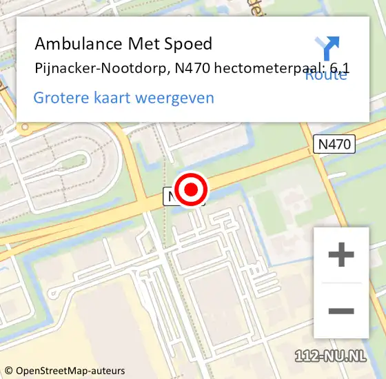 Locatie op kaart van de 112 melding: Ambulance Met Spoed Naar Pijnacker-Nootdorp, N470 hectometerpaal: 6,1 op 14 oktober 2024 15:56