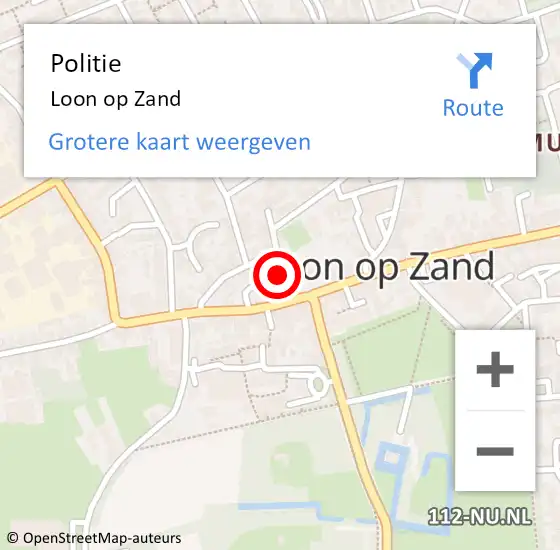 Locatie op kaart van de 112 melding: Politie Loon op Zand op 14 oktober 2024 16:02