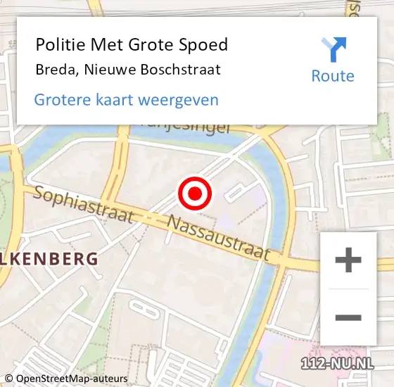 Locatie op kaart van de 112 melding: Politie Met Grote Spoed Naar Breda, Nieuwe Boschstraat op 14 oktober 2024 16:29