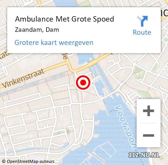 Locatie op kaart van de 112 melding: Ambulance Met Grote Spoed Naar Zaandam, Dam op 14 oktober 2024 16:42